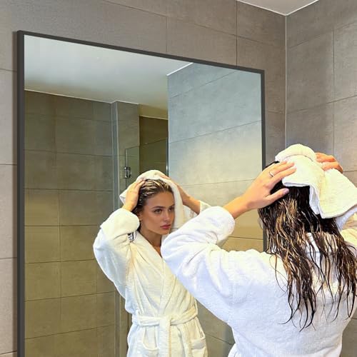 Mirrorons 72"x44" Black Full Length Mirror, Large Floor Mirror with Stand - Image 7
