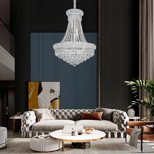 Chrome Crystal Chandeliers for Dining Room，12-Lights D22 Inch - Image 4