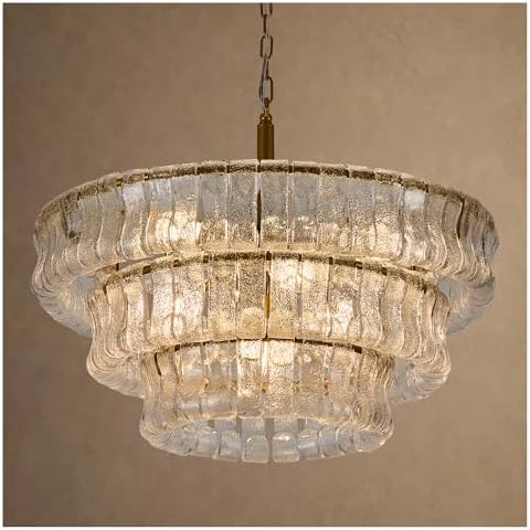 3-Tier 26 Inch Clear Crystal Glass Chandeliers, Modern Round Luxury 7 Lights Hanging Pendant Light Fixture, for Dining Living Room, Bedroom, Foyer, Entryway(Included E12 Bulbs) by MeiYDeng