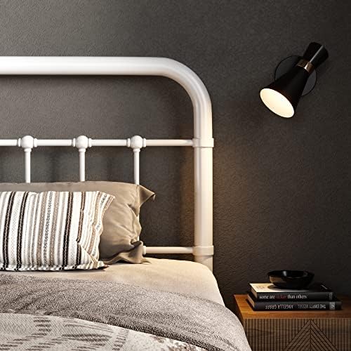 Allewie Full Metal Bed Frame with Victorian Iron-Art Headboard, White - Image 4