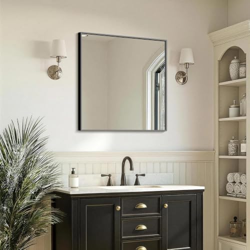 FICTOR Bathroom Vanity Mirror for Over Sink, 30" x 30", Black - Image 6