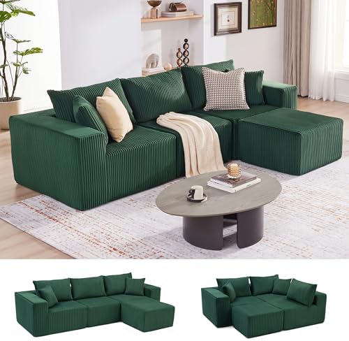 Weture 107.4" Modular Bnoeless Couch, Convertible Sectional Couch, Beige by Weture