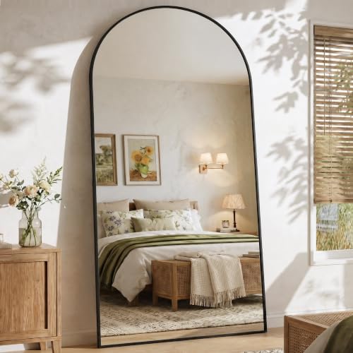 76"x34" Arched Full Length Mirror, Large Floor Mirror, Black - Image 2