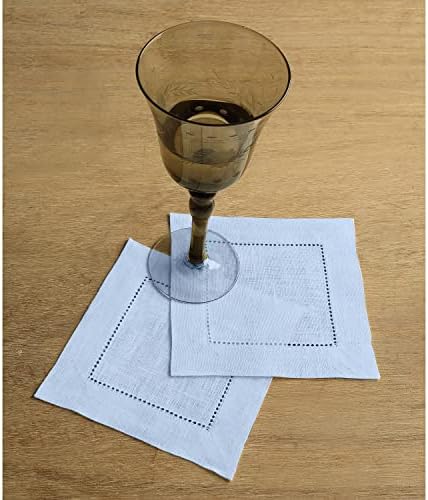 Solino Home 100% Pure Linen Cocktail Napkins Sky Blue, 6 x 6 in, Set of 12 - Image 2