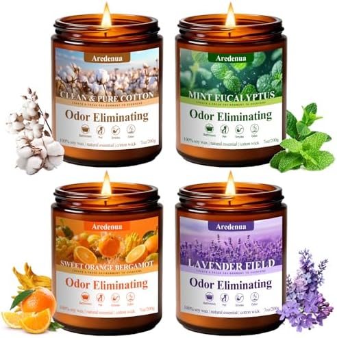 4-Pack Odor Eliminating Candles, 28 oz Soy Scented Candle by Aredenua-StartJourneyThroughScent