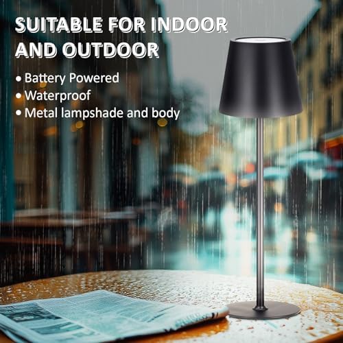 Retisee 2 Pack Cordless Table Lamp Portable Rechargeable Lamp, Black - Image 5