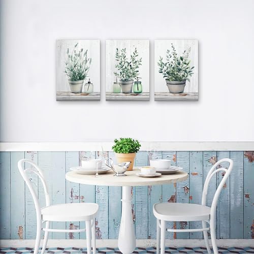 MHARTK66 Canvas Wall Art For Bedroom Living Room Canvas Prints Artwork Bathroom Wall Decor Green Plants Painting 16" X 24" 3 Pieces Modern Framed Ready To Hang Office Home Decorations - Image 4