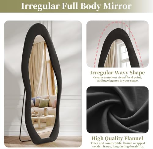 Koonmi Full Length Mirror 71"x30", Irregular Flannel Floor Mirrors - Image 2
