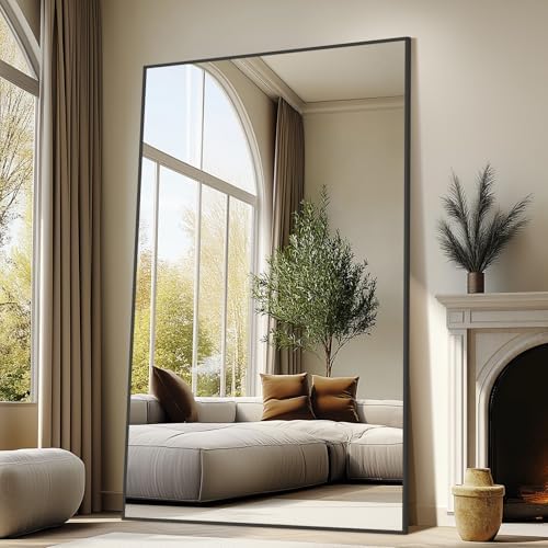 Mirrorons 72"x44" Black Full Length Mirror, Large Floor Mirror with Stand - Image 3