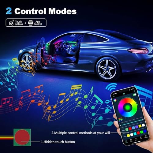 Acrylic Interior Car LED Strip Light with Wireless APP, RGB Dreamcolor 2 in 1 Ambient Lighting Kits, 16 Million Colors Sound Active Function Car Neon Lights, Sync to Music (dreamcolor 2 in 1) - Image 4