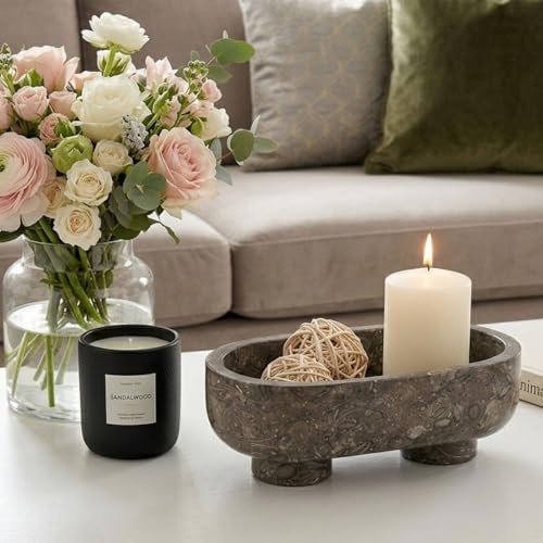 Radicaln Marble Oval Bowl with Stand 10" Decorative Bowl for Table Decor - Image 3