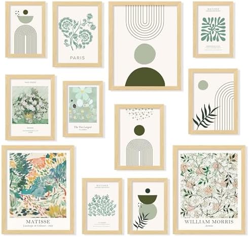 97 Decor Sage Green Wall Art, 12 Matisse Style Prints, Unframed by 97Decor