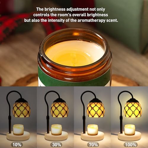 Cabochons Tiffany Candle Warmer Lamp, Adjustable Height Marble - Image 5