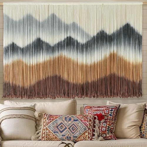 Macrame Wall Hanging Dip-Dyed Mountain Fiber Art Craftsmanship 57"W*35"L - Image 2