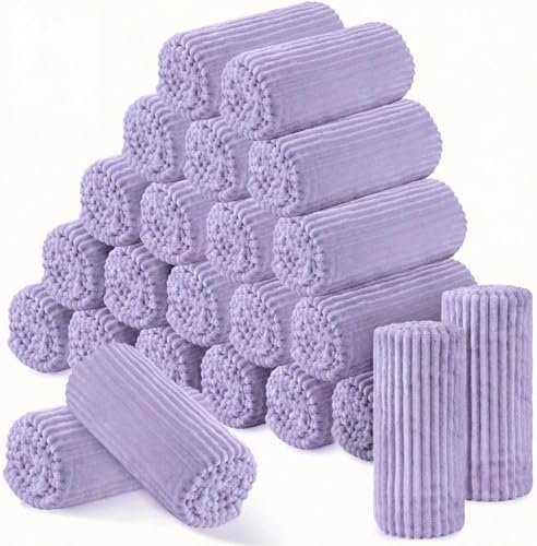 Buryeah 24 Pcs Flannel Blankets Bulk,Fall Outdoor Wedding, Light Purple by Buryeah
