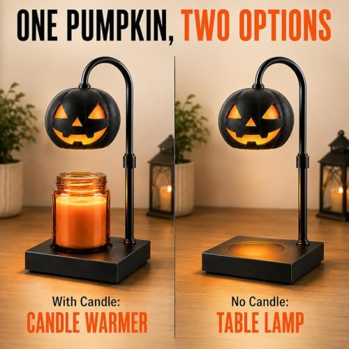 Pumpkin Candle Warmer Lamp with Timer, Dimmable Black Halloween Fall Decor - Image 2
