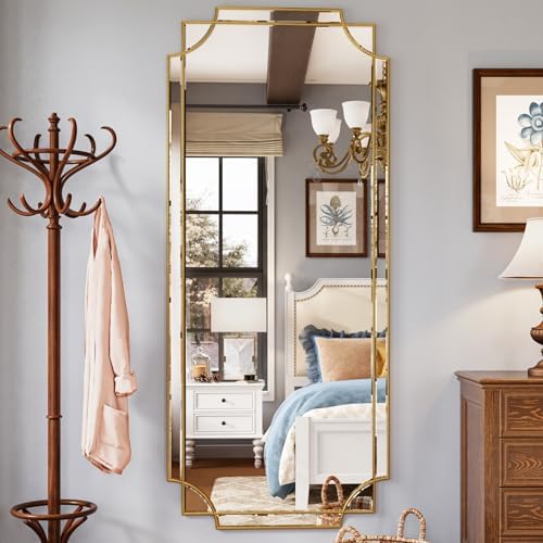 Kelly Miller 30"x70" Gold Foil Scalloped Edge Decorative Full Length Mirror by KellyMiller