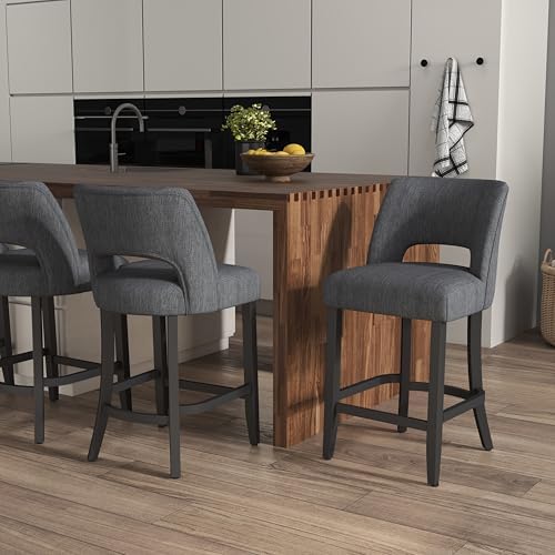 VKNOW Bar Stools Set of 2, 26" Upholstered Counter Height Bar Stools - Image 5