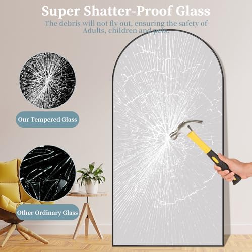 81"x41" Arched Full Length Mirror with Stand,Full Body Floor Mirror - Image 4