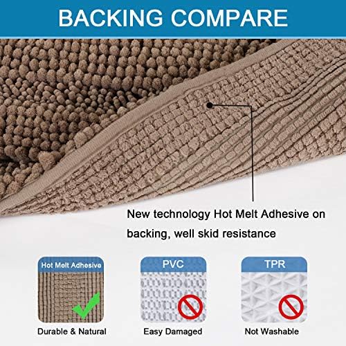 H.VERSAILTEX Bathroom Rugs Bath Rug Set 2 Piece Bathroom Contour Rug Toilet Mat Sets Non Slip Contour Bath Rug Ultra Thick Water Absorbent Striped Bath Mats(20" x 32" Plus 20" x 20" U, Taupe Brown) - Image 4