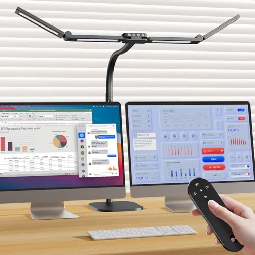 Omorepa 4 Light Bar Design Goose-Neck Desk Lamp with Base,24W Bright Led Tall Overhead Desk Light for Home Office,Eye Care Reading Table Light for Desktop Working,Drafting,Reading by Omorepa