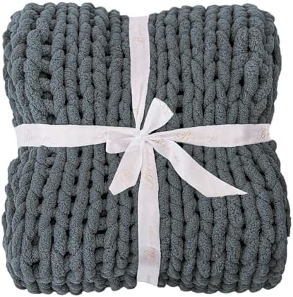 Bigacogo Chunky Knit Throw Blanket for Couch, 60x80 inches, Iron Gray - Image 7