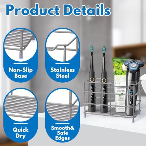 Electric Toothbrush Holders for Bathrooms 304 Stainless Steel Quick Drying - Image 7