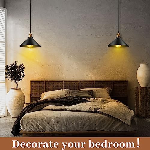Retisee 6 Pcs Industrial Pendant Light, Vintage Metal E26 Base, Black - Image 4