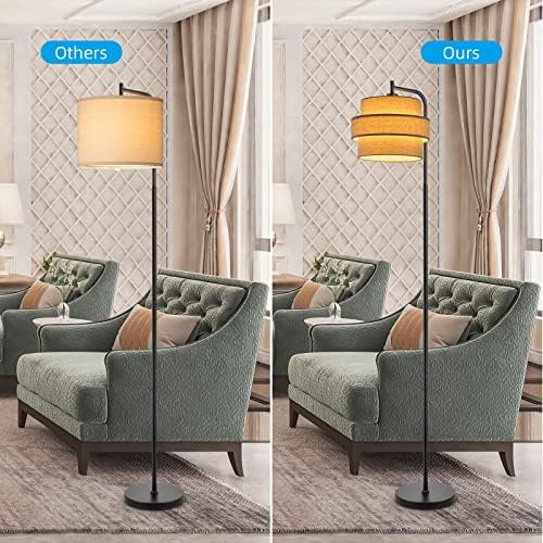 3-tier Drum Lamp Shade for Pendant Lighting Floor Lamps Replacement Shade, The Fibric Lampshade is made of Natural Linen by hand (Brown) - Image 6