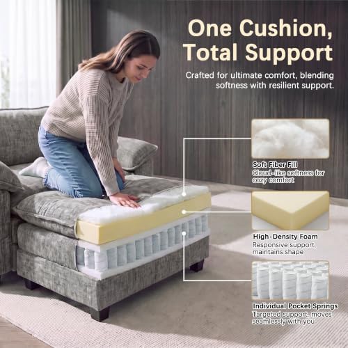 Homall Sofa Accent Chair with Ottoman, 35" Reading Chair, Light Grey - Image 6