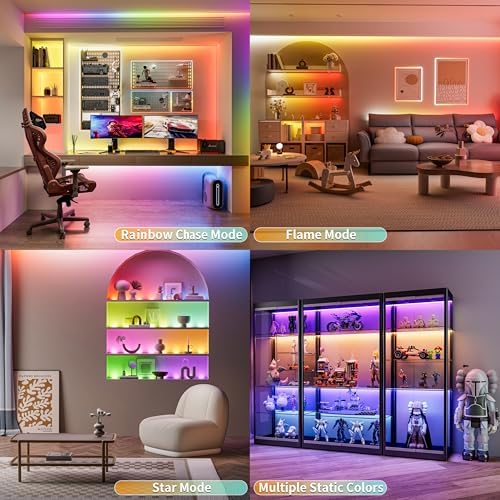 PAUTIX RGB Smart IC COB LED Strip Light Addressable 24ft/7.5m,720LEDs/m UL-Listed 24V Chasing Color Strip Light Multicolor Flexible Tape Light,for TV,Party DIY Decoration(Without Controller&Adapter) - Image 5