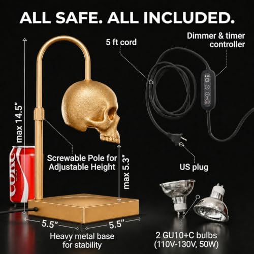 Nomnu Skull Candle Warmer Lamp with Timer and Dimmer, Golden Gothic Decor - Image 2