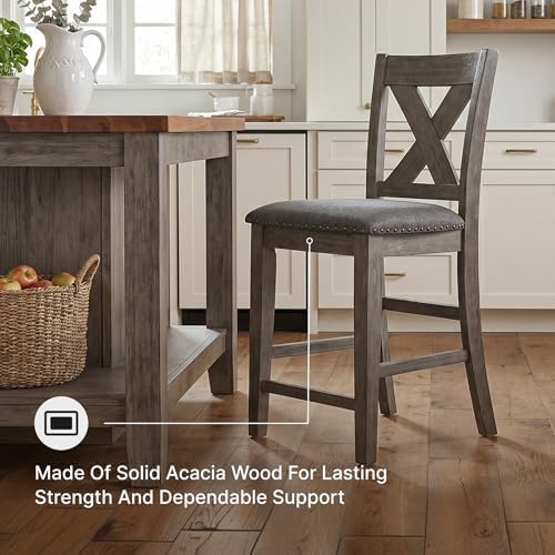 Signature Design by Ashley Caitbrook X-Back Bar Stools Set of 2, Gray - Image 6