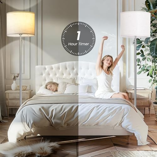 Floor Lamp Height Adjustable with Remote for Living Room and Bedroom Silver - Image 5