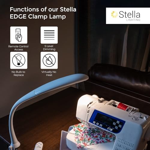 Stella Edge Premium 10W LED Desk Clamp Task Lamp - White - Adjustable Dimmable Low Vision Light - Macular Degeneration Lighting - Hobby Crafting Sewing - Image 3