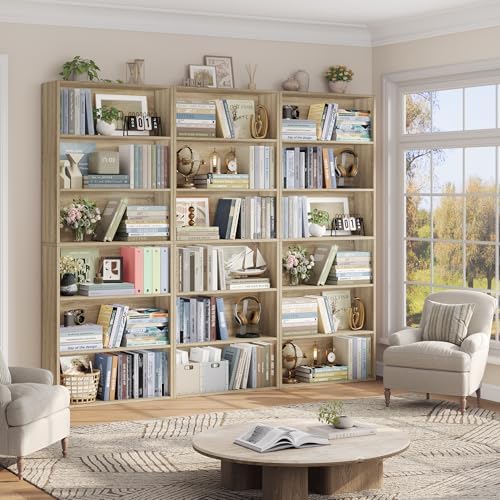 FOTOSOK 6 Tier Tall Bookshelf Bookcase with Open Display Shelves, Light Oak - Image 5