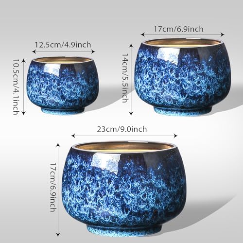 BUYMAX Ceramic Plant Pots Set of 3, 6 & 8 & 10 Inch Indoor Planters - Image 6