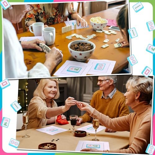 Chumia 4 Pcs Mahjong Gift Embroidered Napkins for Mahjong Lovers, Classic - Image 6