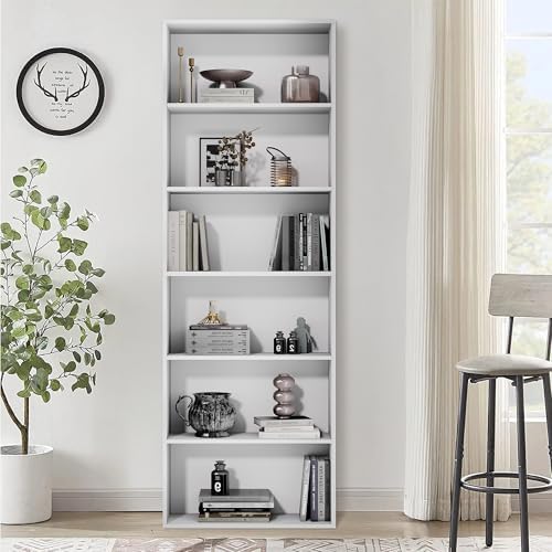 GRUSIGN 71" Tall 6-Tier Bookshelf, Large Open Display Bookcase with Ample Storage, Floor Standing Book Shelf for Living Room, Home Office, Bed Room, White - Image 3