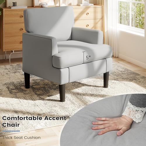 Kromax Accent Chair for Living Room Set of 2, Modern Reading Chair, Grey - Image 5