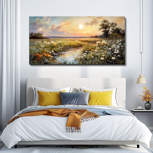 hyidecorart Canvas Wall Art For Living Room Wall Decor For Bedroom Office Decorations Vintage Farmhouse Wildflower Wall Paintings Nature Landscape Picture Artwork Aesthetic Home Decor Ready To Hang - Image 6
