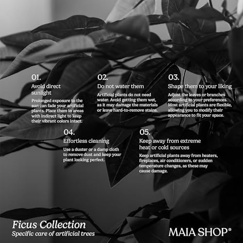 Maia Shop Ficus - Artificial Ficus Tree Plant - 3ft 5in Indoor Faux Plant - Image 3