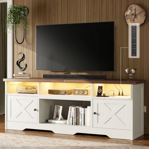 Casaottima TV Stand for 80 Inch TV, Entertainment Center, White by Casaottima