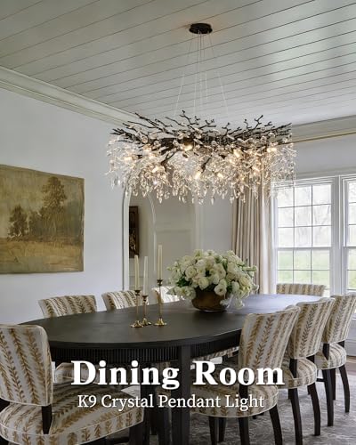 Modern Black Tree Branch Crystal Chandelier Luxury Crystal Pendant Lighting 40" Contemporary 14-Light Chandeliers for Dining Room Kitchen Bedroom Living Room - Image 3