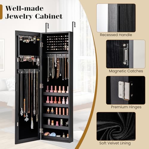 GIANTEX Wall or Door Mounted Jewelry Cabinet with Full Length Mirror - Image 6