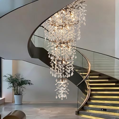 118" Black Large Chandeliers for High Ceilings, 28-Light Long Crystal Tree Branch Chandelier for High Ceiling, Staircase, Foyer, Entryway, Living Room, Luxury K9 Crystal Raindrop Tiered Chandelier - Image 3