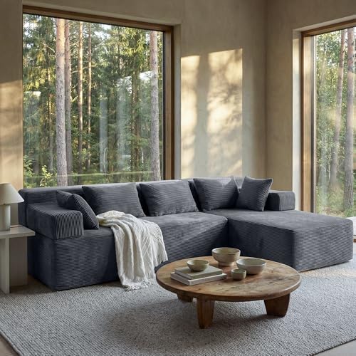 MONVANE 106" L-Shaped Modular Sectional Sofa, Charcoal Grey - Image 2