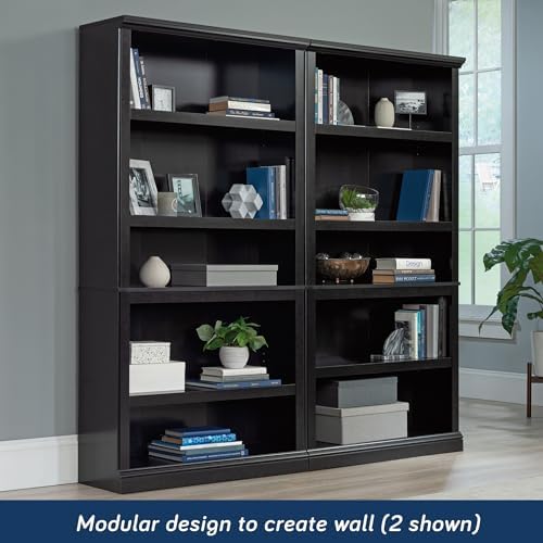 Sauder 5 Tier Book Shelf Wooden Bookcase Multipurpose Bookshelf for Home Office, Living Room, in Estate Black finish - Image 5