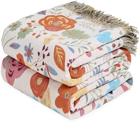 LUTBM Boho Throw Blanket for Couch 50"x60", Cotton Decorative Bed Throws by LUTBMFindYourFreeSpiritatHome