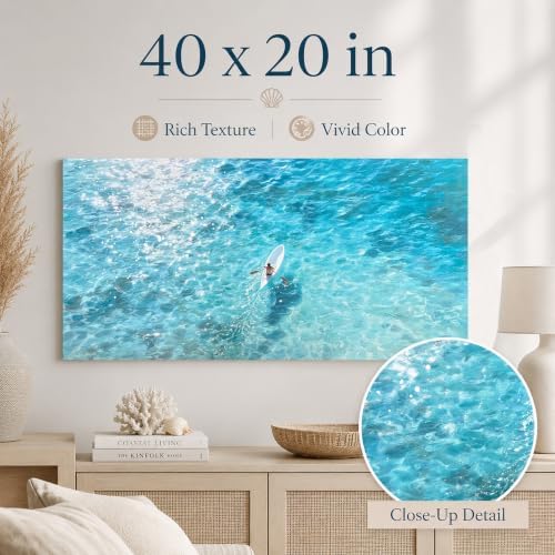 Anolyfi Coastal Ocean Canvas Wall Art for Living Room Wall Decor 40"x20" - Image 3